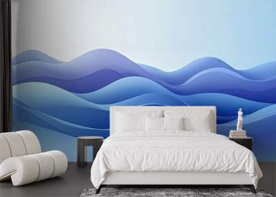 a blue abstract background with wavy waves Wall mural