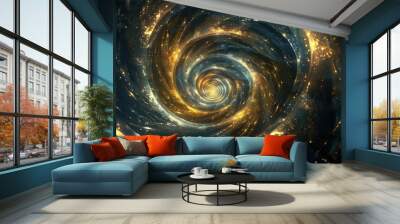 a spiral design with gold stars in the center Wall mural