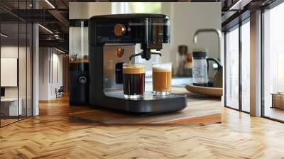 an espresso machine with two glasses of coffee Wall mural