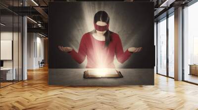 Blindfolded Bible reading Wall mural