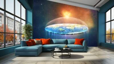 Flat earth in space Wall mural