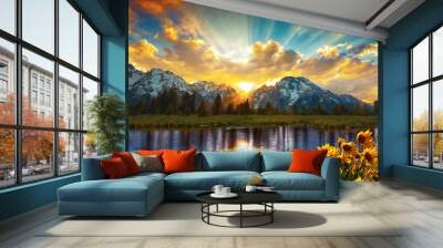 Grand Tetons and reflection Wall mural