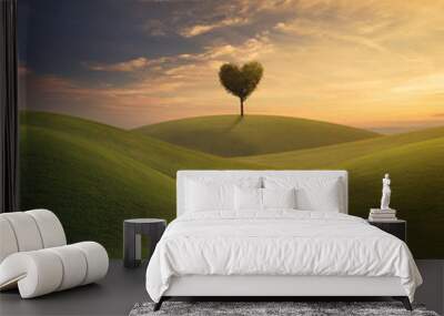 Tree heart on hill Wall mural