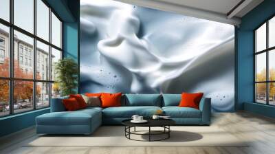 Creative Design Featuring Irregular Foam Background with Light Blue Water Surface, Capturing the Essence of Clean Beauty in a Magazine Advertisement Style, High Resolution and Professional Color Gradi Wall mural