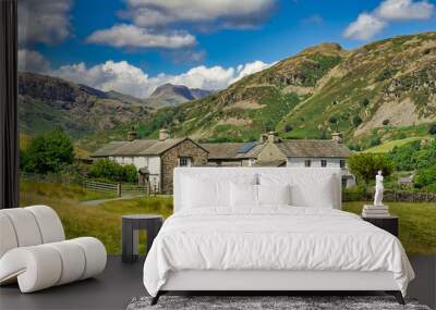 A group of traditional whitwashed cottages in the English Lake District. Wall mural