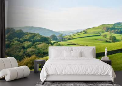 rolling countryside around a farm Wall mural