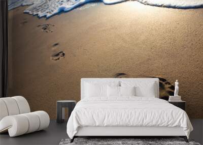 Footprints in the sand at Playa D'en Bossa, Ibiza Wall mural