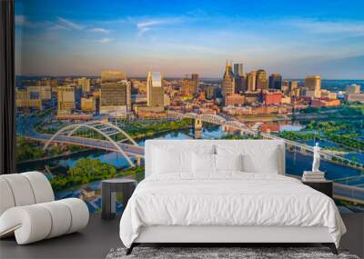 Downtown Nashville, Tennessee, USA Aerial Wall mural