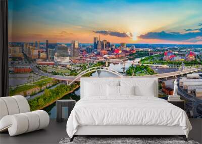 Nashville Tennessee TN Drone Skyline Aerial Panorama Wall mural