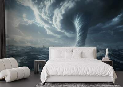 Tornado on the Sea Tornado in the Ocean Water Tornado Aspect 16:9 Wall mural