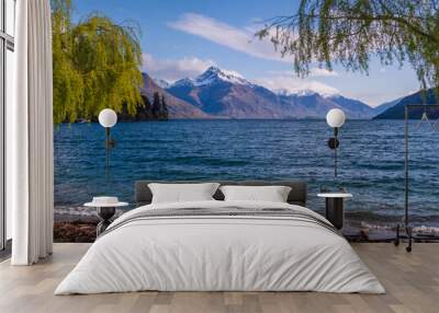 View to Mountains Across Lake Wakatipu Wall mural