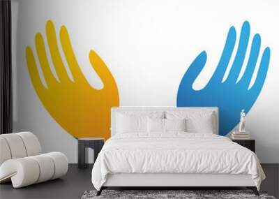 Hopeful hands caring business icon logo Wall mural