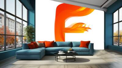 Letter F in fire flame icon vector Wall mural