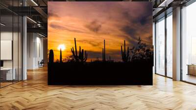 sunset in the field Wall mural