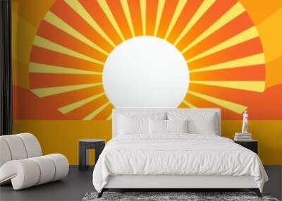 A simple banner background with a stylized sunset scene in orange and yellow hues Wall mural