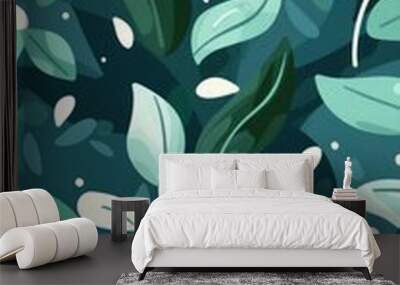 Abstract Green Leaf Pattern Wallpaper Design Wall mural