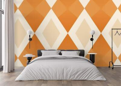 Abstract Orange and White Diamond Pattern Background, retro style Wall mural