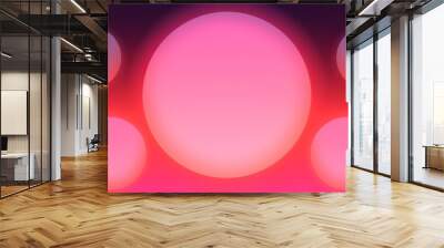 This design showcases a captivating background made of pastel neon pink and orange circles against a gradient backdrop, creating a striking visual effect Wall mural