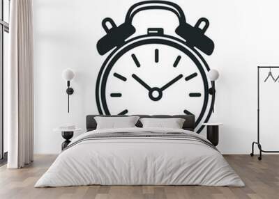 This icon features a traditional alarm clock with a round dial and two bells on the top, emphasizing its vintage design and functionality Wall mural