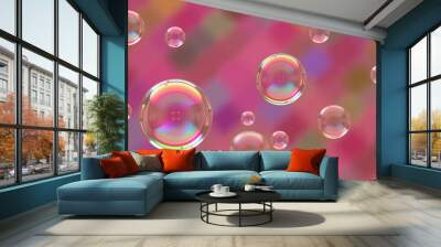 Design a visually appealing background image featuring flying bubbles floating against a bright, colorful background with ample copyspace Wall mural