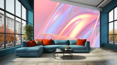 Minimal holographic background with smooth forms, shapeless glass. Wall mural