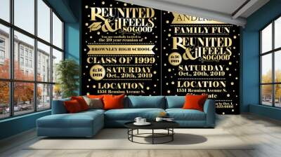 Set of reunion announcement or invitation templates for family or class reunions Wall mural