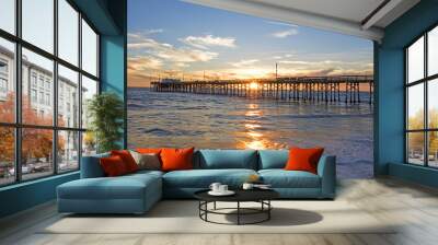 Beach sunset at Newport Beach, California during winter Wall mural