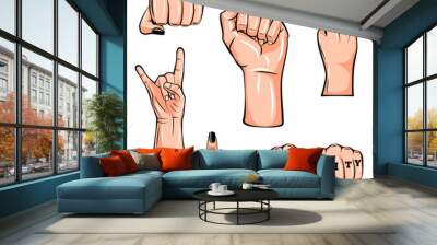 Set of gestures of hands in a vector Wall mural