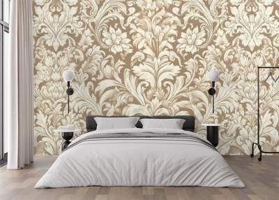 Seamless damask pattern wallpaper beige  Wall mural