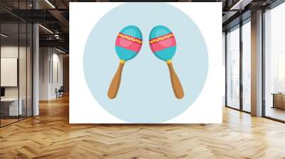 Maracas flat icon isolated on blue background. Simple maracas symbol in flat style. Mexico symbos Vector illustration for web and mobile design. Wall mural