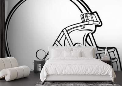 American football helmet vector outline Wall mural