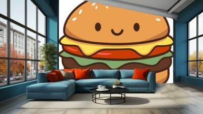 kawaii-style hamburger illustration Wall mural