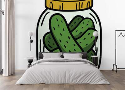 Pickles in glass jar illustration Wall mural