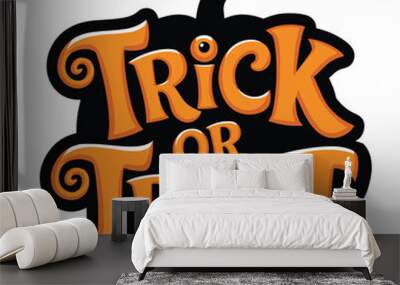 trick or treat pumpkin lettering design Wall mural