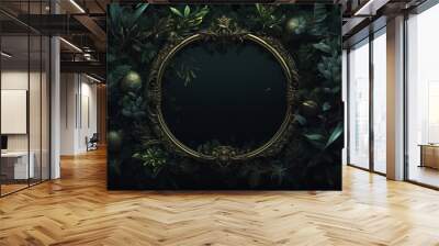 Flowers with a frame in dark background Wall mural