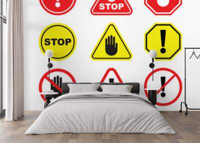 Set of warning signs do not touch, attention, stop, alert symbol Wall mural