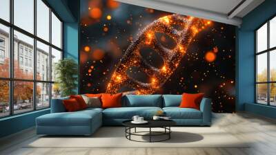 Digital illustration of DNA structure in medical technology background Wall mural