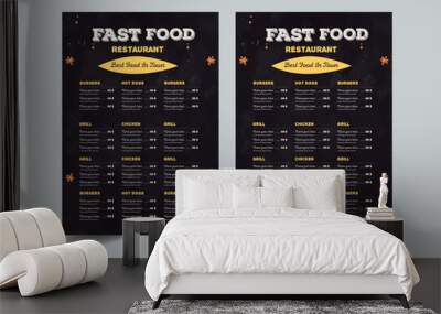 Restaurant Food Menu flyer with 2 page design concept layout template Wall mural