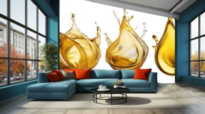 Set of oil splash, on transparency background PNG Wall mural