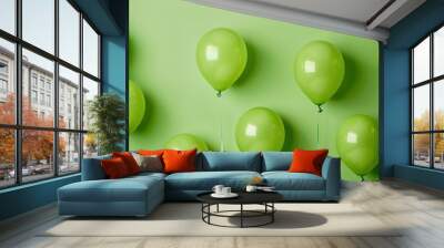 A cluster of green balloons with a glossy finish Wall mural