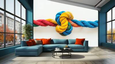 colorful rope knot isolated on white background Wall mural