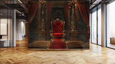 Splendid maroon throne in the kingly quarters Wall mural