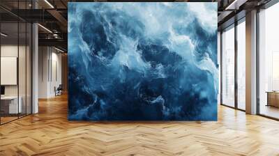 top view ice texture, frozen river pattern, realistic and high detailed, from deep blue to light blue and gray colors Wall mural