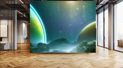 a dream of a distant galaxy beautiful exotic futuristic location integrated in nature Wall mural