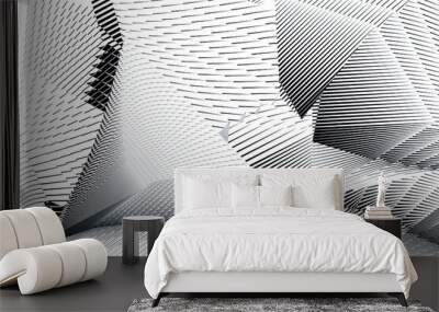 Abstract halftone lines background, geometric dynamic pattern. Wall mural