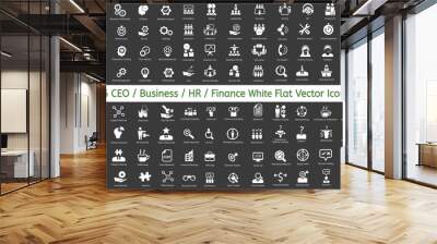 96 Ceo, HR, Business, Finance icons. Vector flat white icons. Wall mural