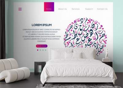  Creative Modern Website template design ,Contain Random Arabic calligraphy Letters Without specific meaning in English ,Vector illustration. Wall mural