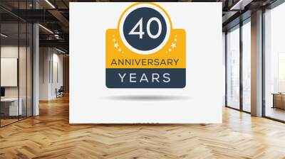 40 years anniversary celebration template, Vector illustration. Wall mural