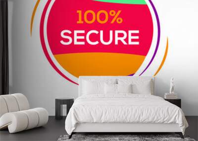 Creative (100% secure) text written in speech bubble ,Vector illustration.
 Wall mural