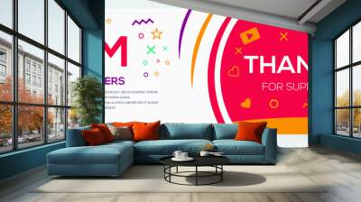 Creative Thank you (17Million, 17000000) followers celebration template design for social network and follower ,Vector illustration. Wall mural